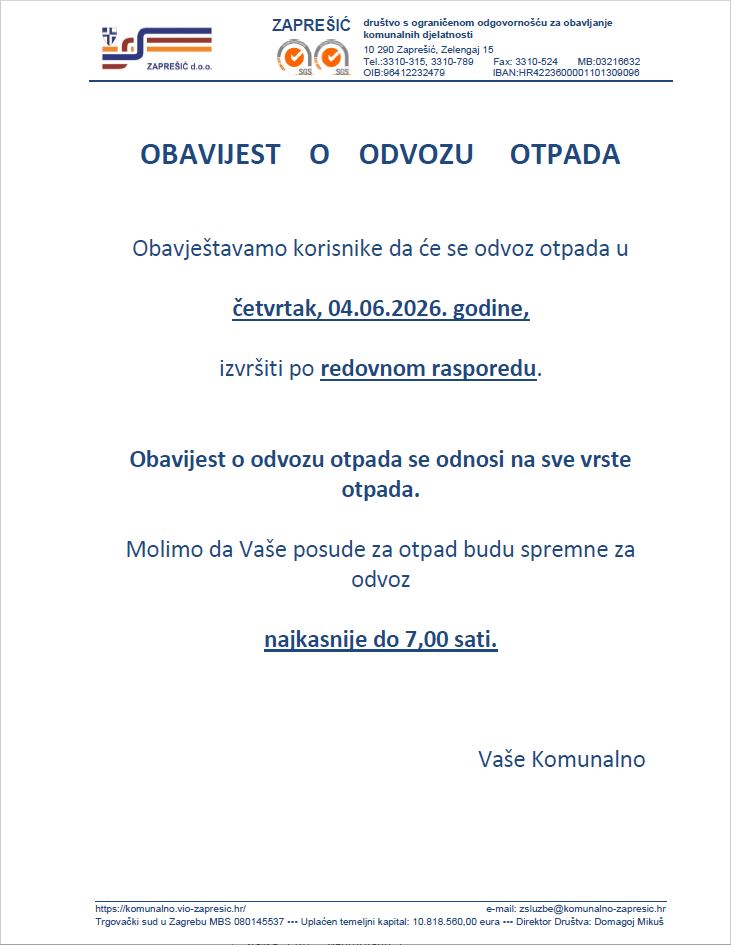 zapresic obavijest